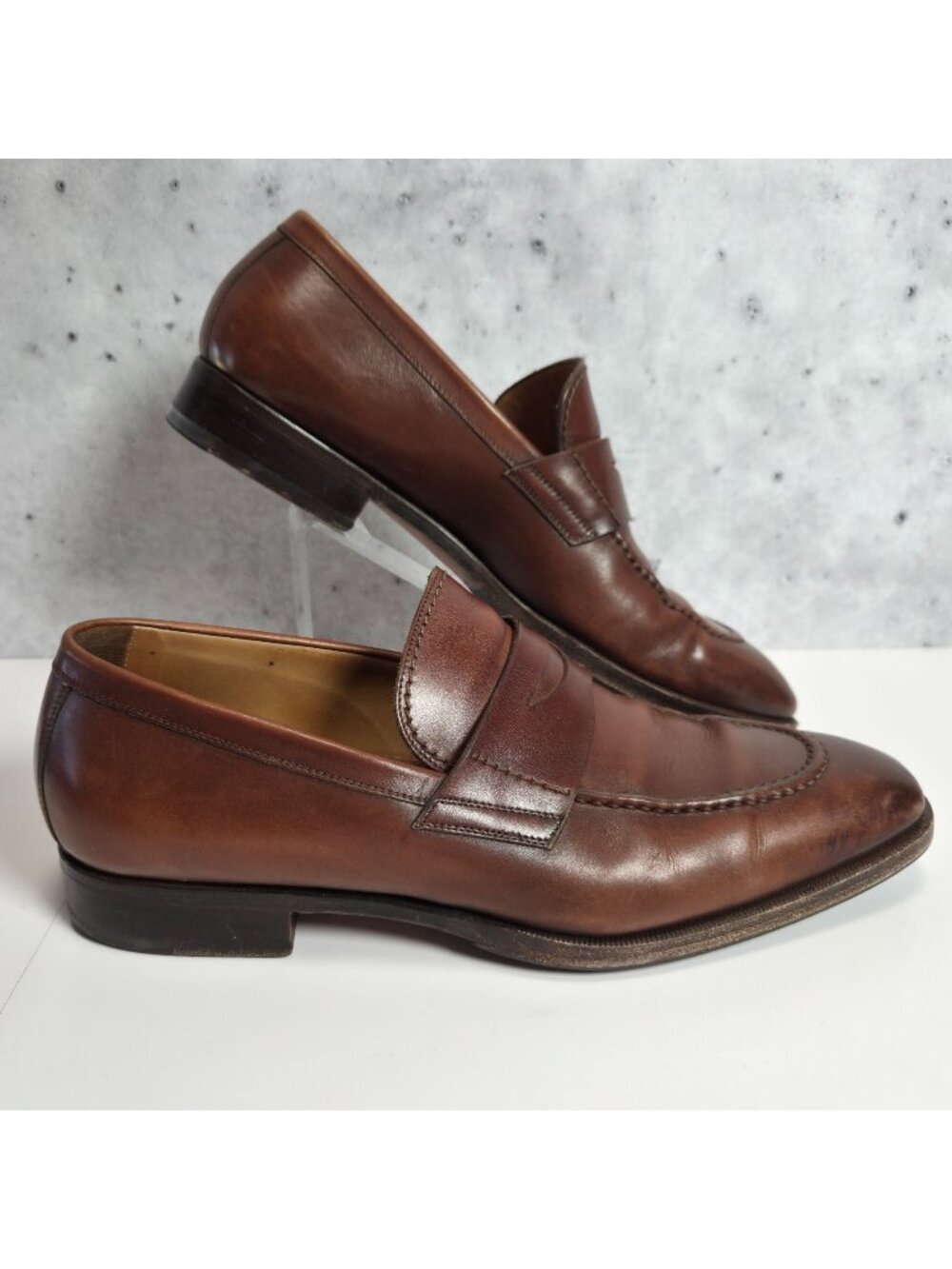 To Boot New York Mens Ebano Leather Penny Loafers Sz 8.5 M Brown Made In Italy